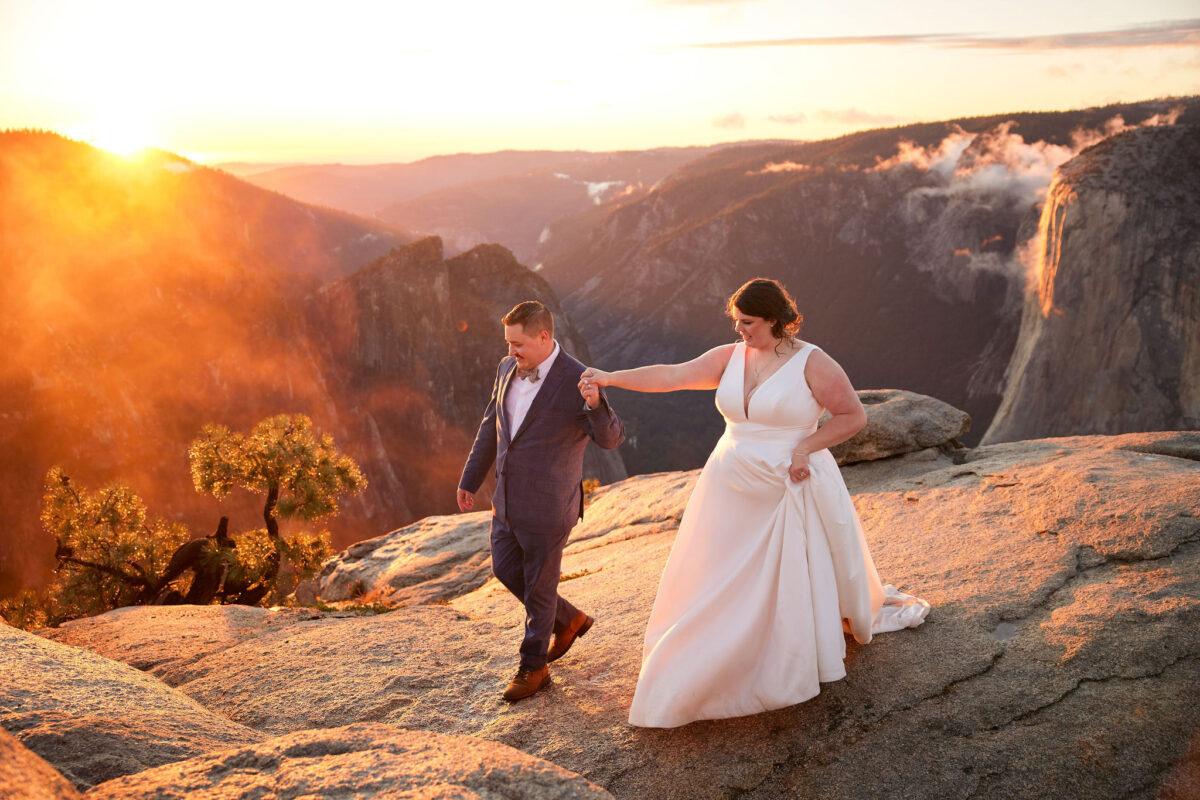 sunset elopement in yosemite